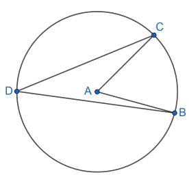 Circle with inscribed and central angle subtending the same arc