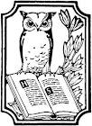 Owl sitting on stack of books