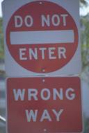 wrong way sign